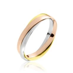 Alliance Entrelacee Ruban Plat Or Tricolore