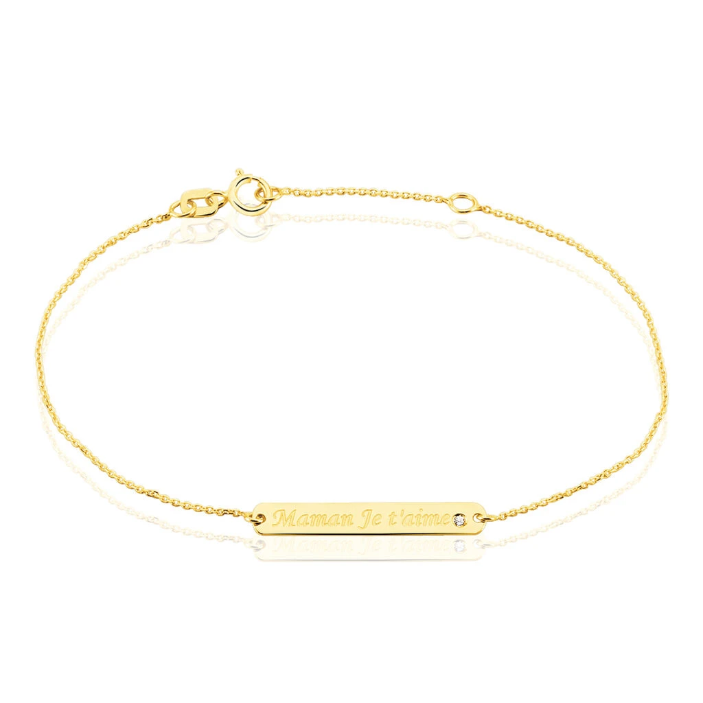 Bracelet Fania Message Or Jaune Oxyde De Zirconium