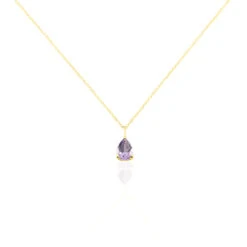 Collier Goutte Or Jaune Amethyste