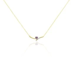 Collier Eva Or Jaune Amethyste Et Oxyde De Zirconium