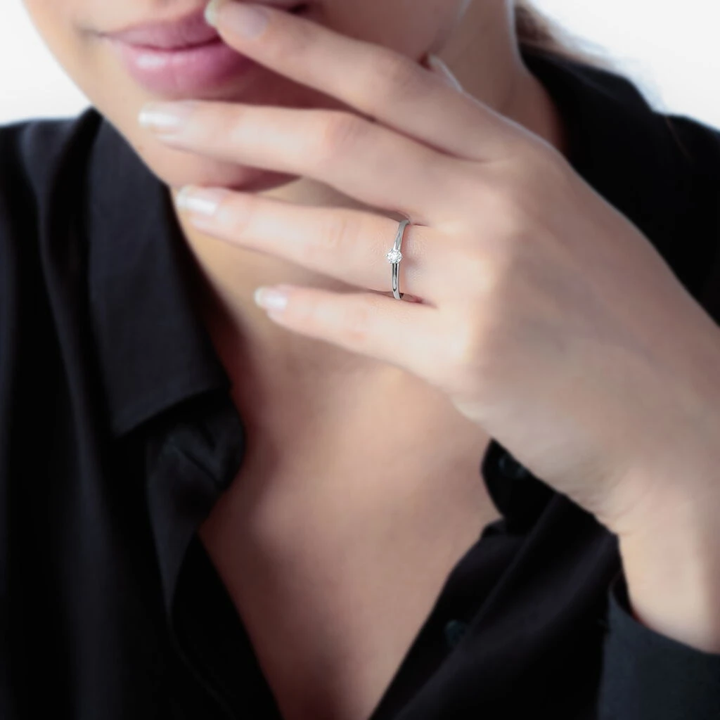 Bague Solitaire Natalia Or Blanc Diamant – Image 5