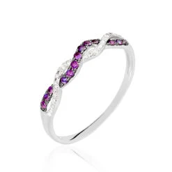 Bague Sofia Or Blanc Rubis Et Diamant