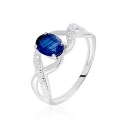 Bague Jess Or Blanc Saphir Et Diamant