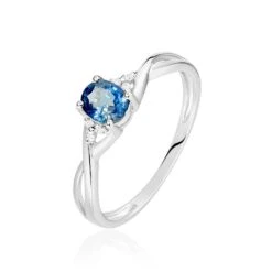 Bague Cassie Or Blanc Saphir Et Diamant