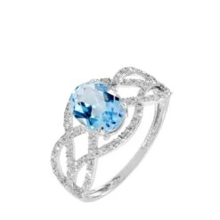 Bague Tina Or Blanc Topaze Et Diamant