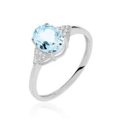Bague Andreani Or Blanc Topaze Et Oxyde De Zirconium