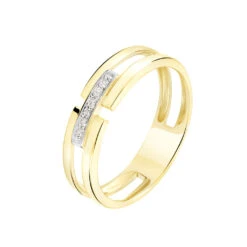 Bague Barrette Or Jaune Diamant