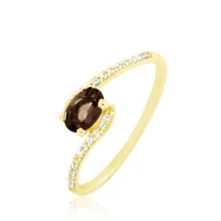 Bague Loriane Or Jaune Quartz Et Oxyde De Zirconium