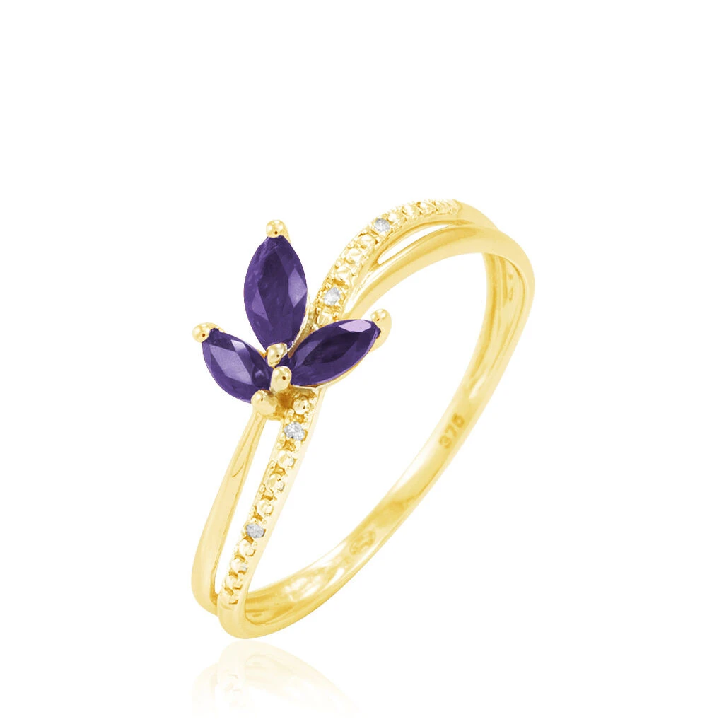 Bague Maura Or Jaune Amethyste Et Diamant
