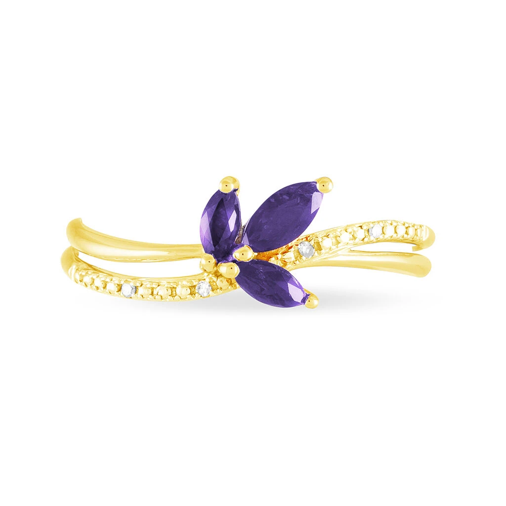 Bague Maura Or Jaune Amethyste Et Diamant – Image 2
