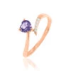 Bague Eva Or Rose Amethyste Et Diamant