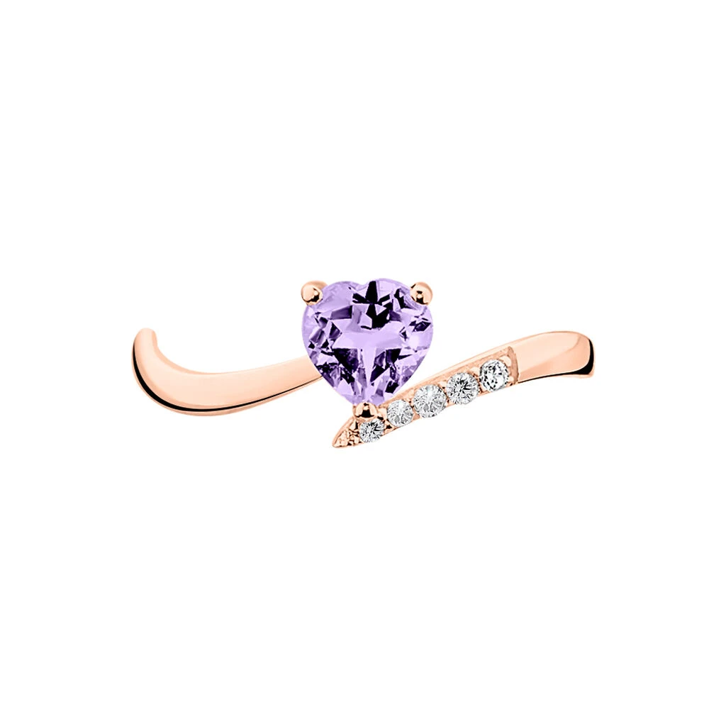 Bague Eva Or Rose Amethyste Et Diamant – Image 2