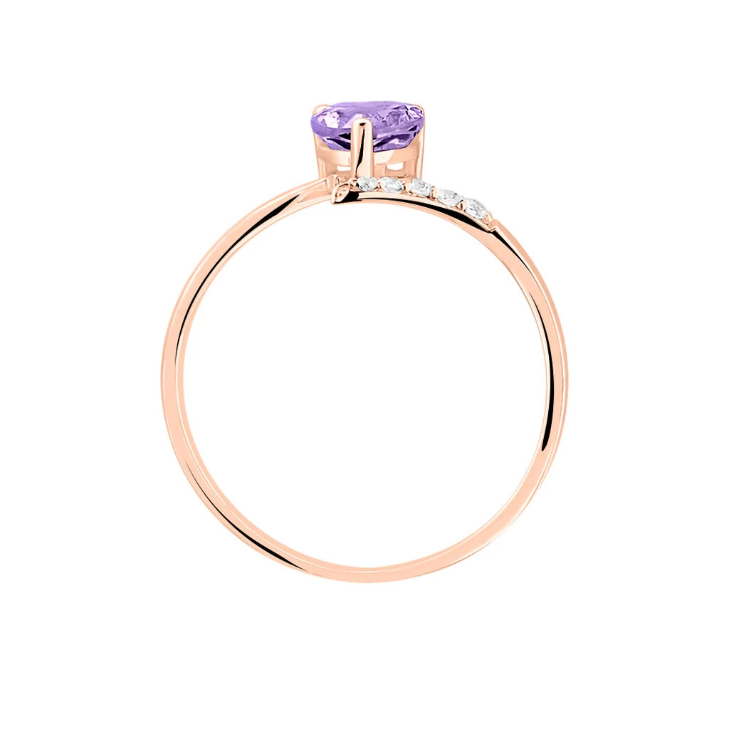 Bague Eva Or Rose Amethyste Et Diamant – Image 3