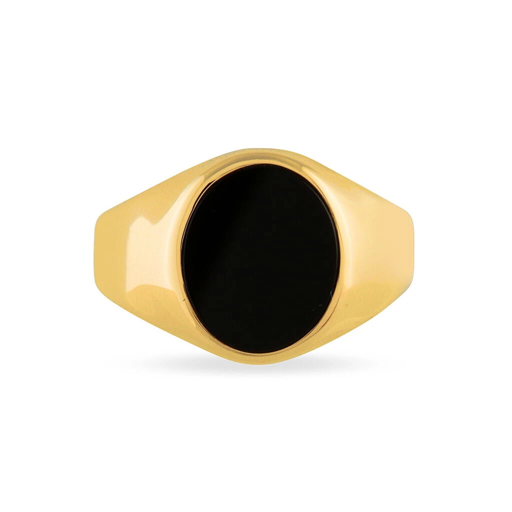 Chevalière Ovale Or Jaune Onyx – Image 2