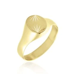 Chevalière Ovale Diamantee Soleil Or Jaune