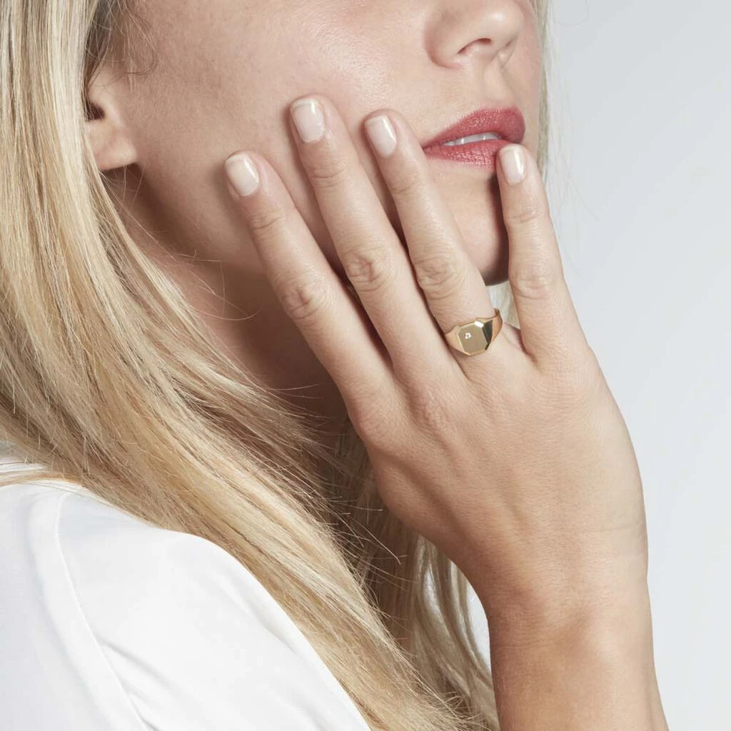 Chevalière Carree Or Jaune Oxyde De Zirconium – Image 5