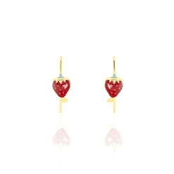Boucles D'oreilles Pendantes Elizabetae Fraise Or Jaune