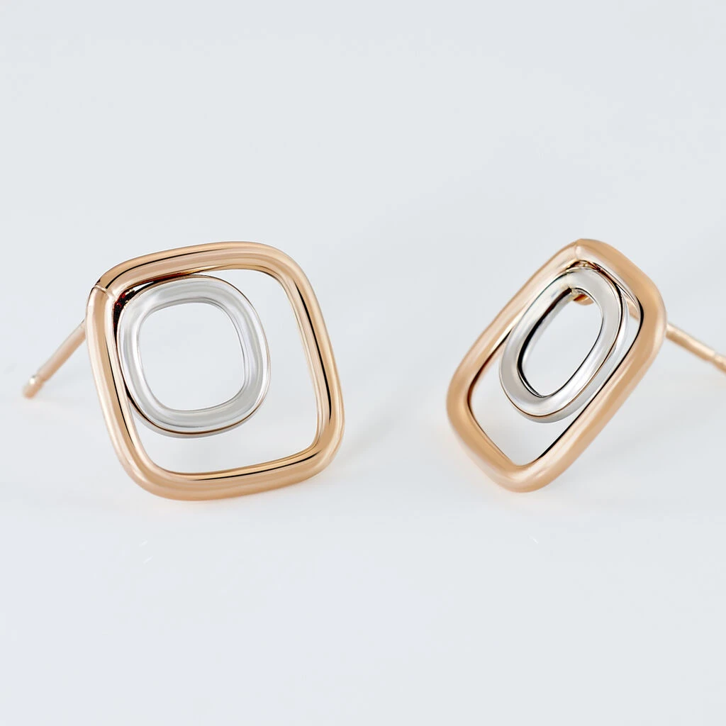 Boucles D'oreilles Pendantes Artahe Carree Or Bicolore – Image 3