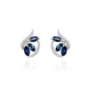 Boucles D'oreilles Puces Petale Or Blanc Saphir Et Diamant
