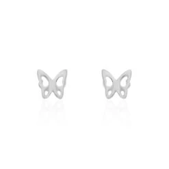 Boucles D'oreilles Puces Bartholomee Papillon Or Blanc