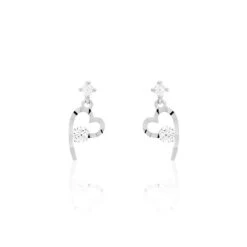 Boucles D'oreilles Puces Romance Or Blanc Oxyde De Zirconium