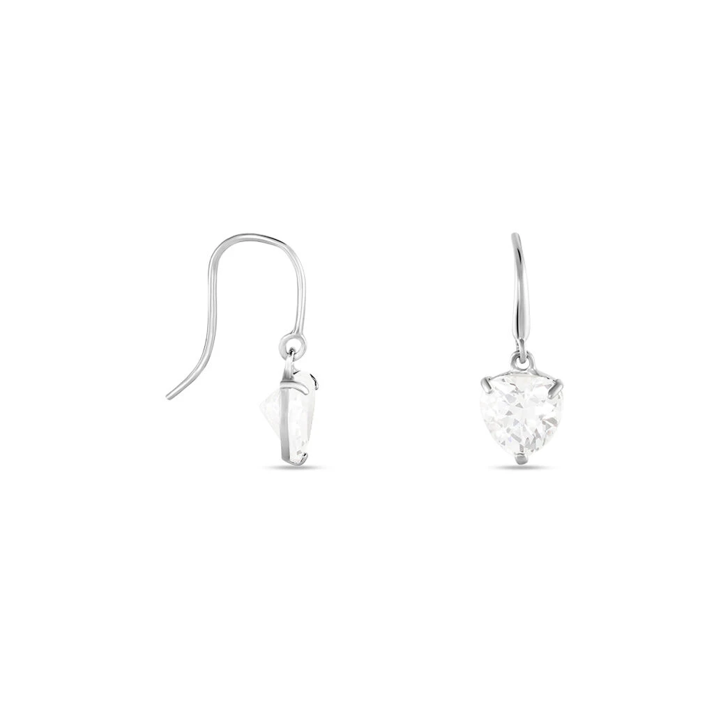 Boucles D'oreilles Pendantes Bo Coeur Pm Or Blanc Oxyde De Zirconium – Image 2