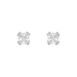 Boucles D'oreilles Puces Or Blanc Oxyde De Zirconium
