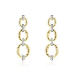 Boucles D'oreilles Pendantes Abban Or Jaune Diamant