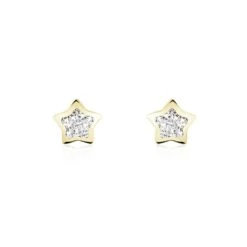 Boucles D'oreilles Puces Elais Etoile 0 Or Jaune Strass