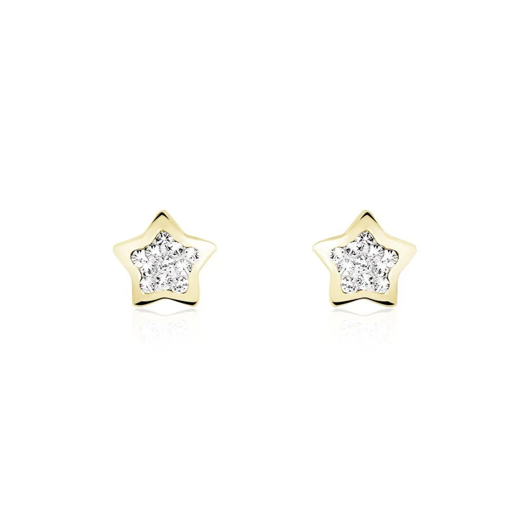 Boucles D'oreilles Puces Elais Etoile 0 Or Jaune Strass