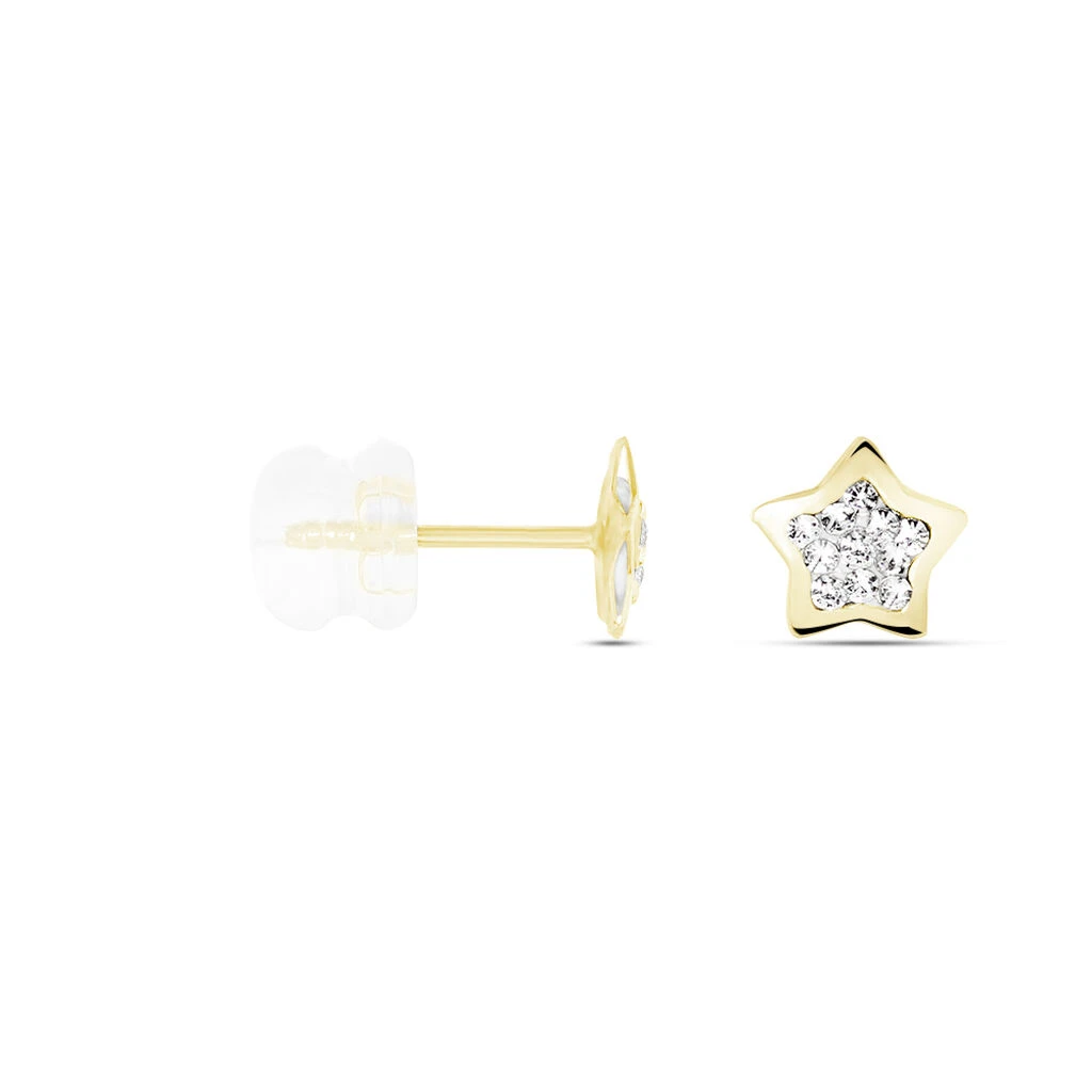 Boucles D'oreilles Puces Elais Etoile 0 Or Jaune Strass – Image 2