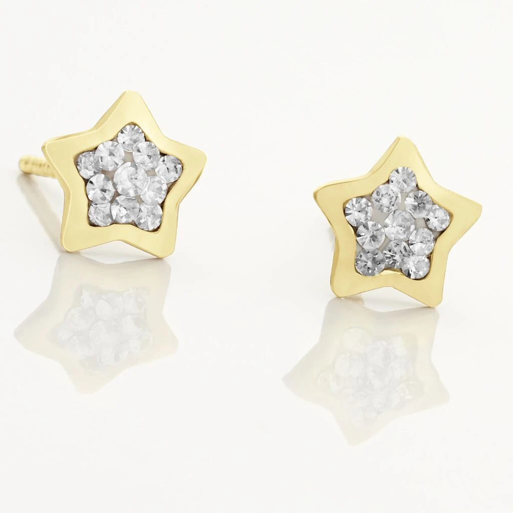 Boucles D'oreilles Puces Elais Etoile 0 Or Jaune Strass – Image 3