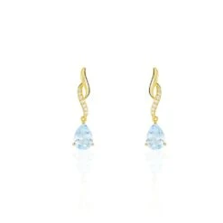 Boucles D'oreilles Pendantes Or Jaune Assaf Topaze
