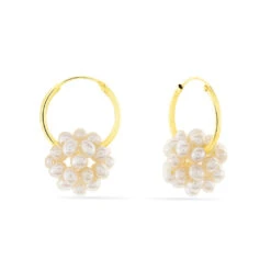 Créoles Adon Semi-baroques Or Jaune Perle De Culture