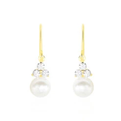 Boucles D'oreilles Pendantes Taissia Or Jaune Perle De Culture