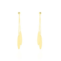 Boucles D'oreilles Pendantes Feuille Or Jaune