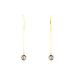 Boucles D'oreilles Pendantes Arenale Or Jaune Amethyste