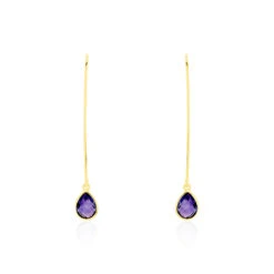 Créoles Phie Poire Or Jaune Amethyste