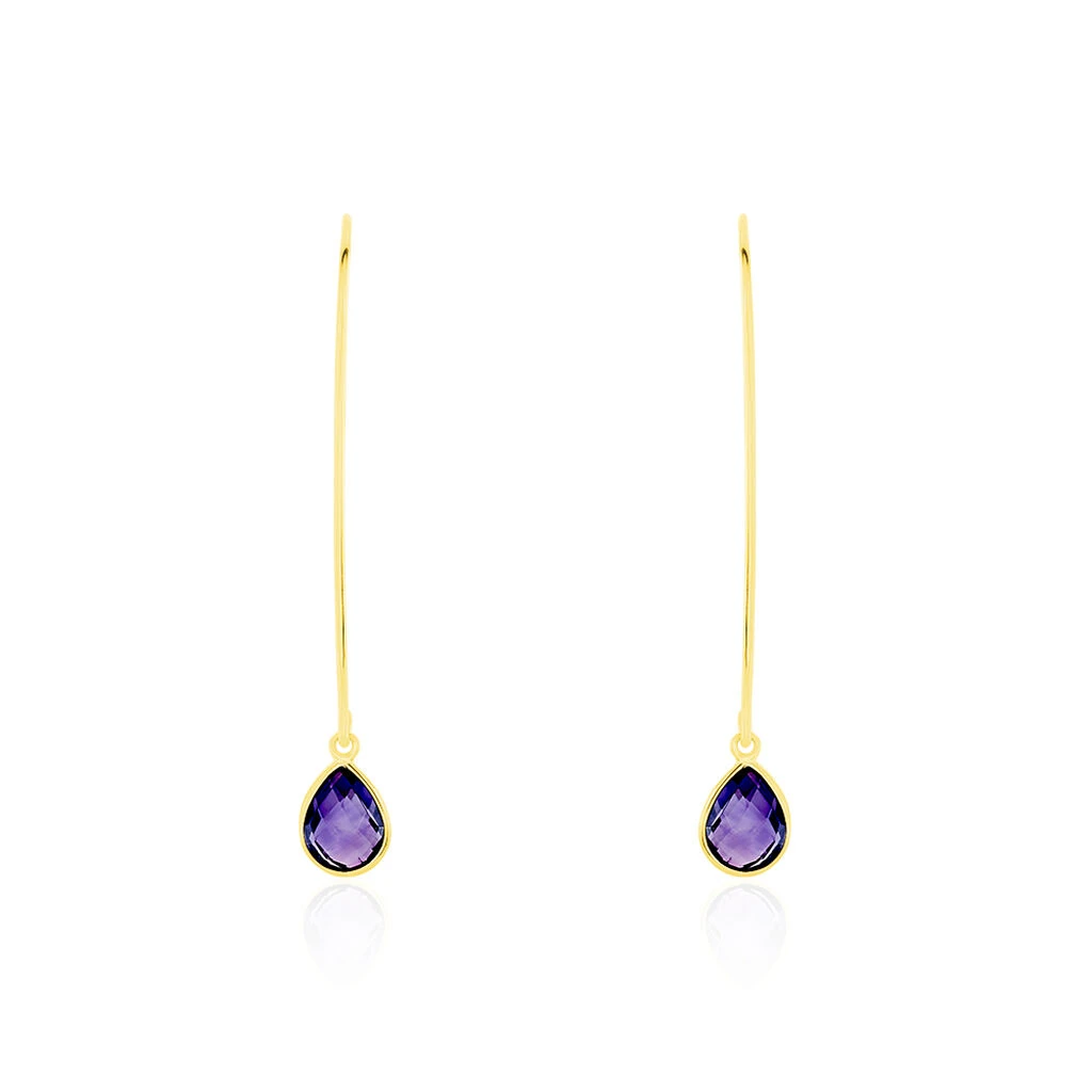 Créoles Phie Poire Or Jaune Amethyste