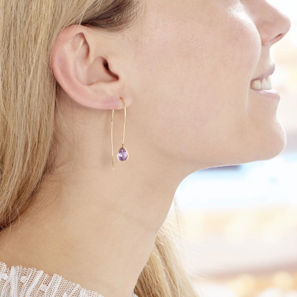 Créoles Phie Poire Or Jaune Amethyste – Image 5