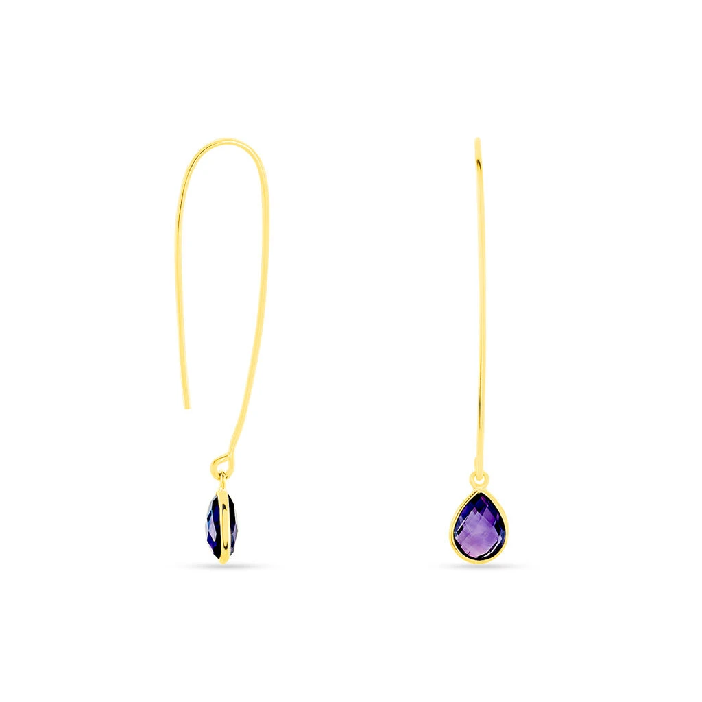 Créoles Phie Poire Or Jaune Amethyste – Image 2