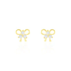 Boucles D'oreilles Puces Darina Noeud Or Jaune Oxyde De Zirconium