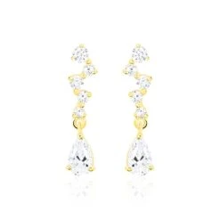 Boucles D'oreilles Pendantes Cegolene Or Jaune Oxyde De Zirconium