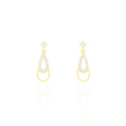 Boucles D'oreilles Pendantes Britain Or Jaune Oxyde De Zirconium