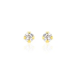 Boucles D'oreilles Puces Eddie Or Jaune Oxyde De Zirconium