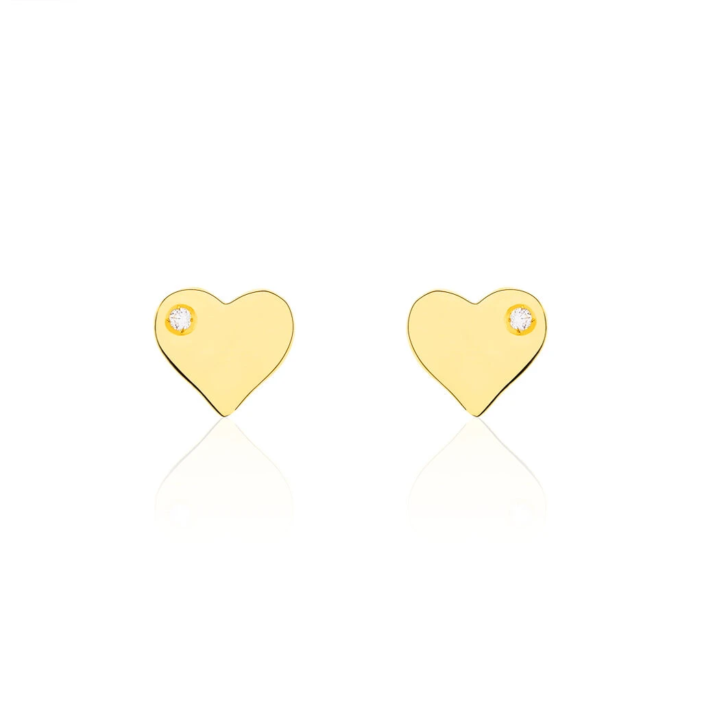 Boucles D'oreilles Puces Celenie Or Jaune Oxyde De Zirconium