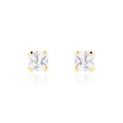 Boucles D'oreilles Puces Or Jaune Doreen Oxydes De Zirconium