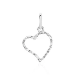 Pendentif Eudocie Coeur Strie Or Blanc