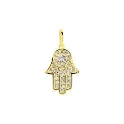Pendentif Fatima Or Jaune Oxyde De Zirconium