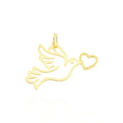 Pendentif Guecha Colombe Et Coeur Or Jaune